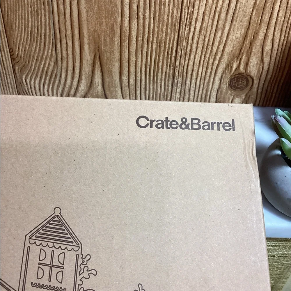 Crate&Barrel Brown Wood Village 2 piece Set
